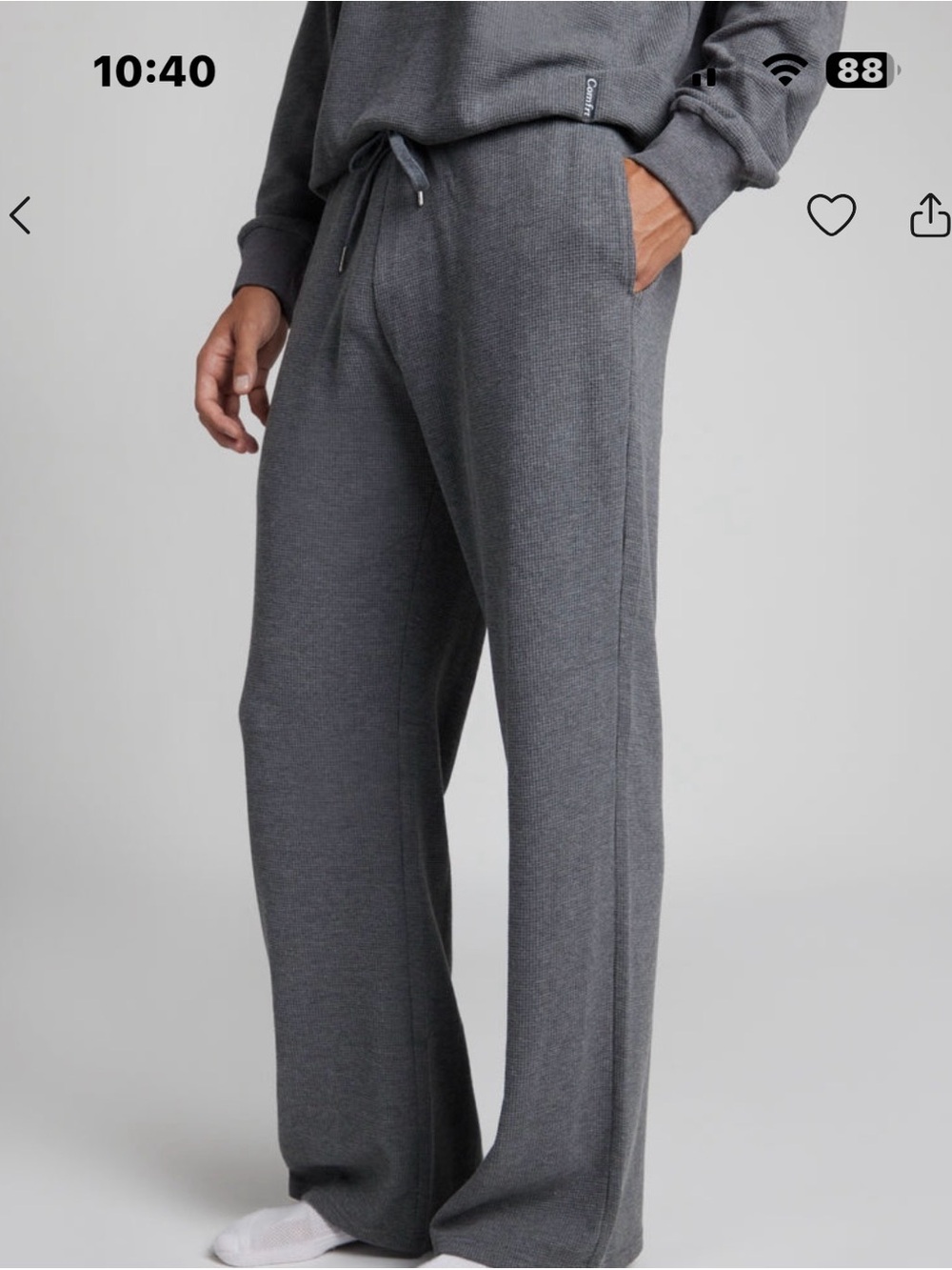Comfrt Waffle Knit Pants in Medium Heather Grey